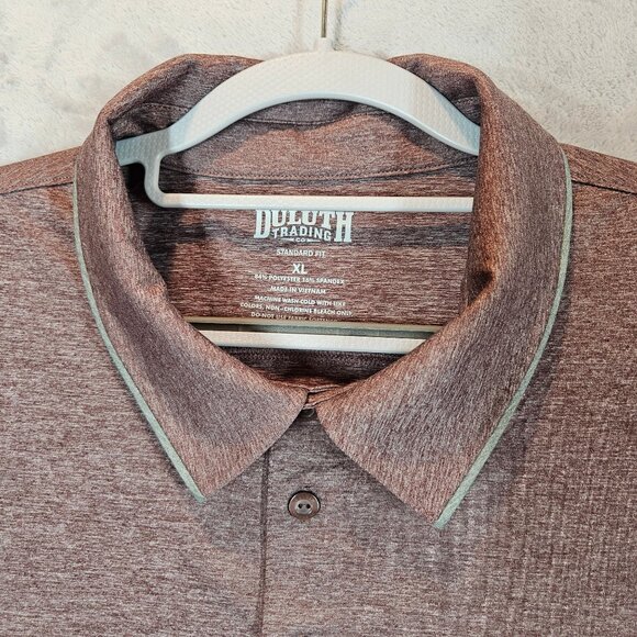 Duluth Trading Co Mens XL Polo Shirt Brown Heather Moisture Wicking golf office - Picture 5 of 13